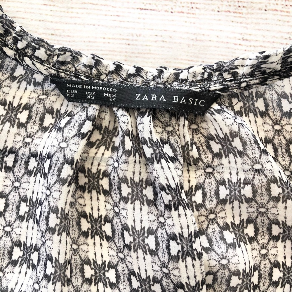 Zara Basic Geometric Cinched Waist Sheer Romper O… - image 7